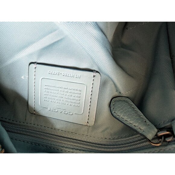 Coach Light Blue Leather Shoulder Bag With Zip Closure & Logo Detail - Picture 9 of 13